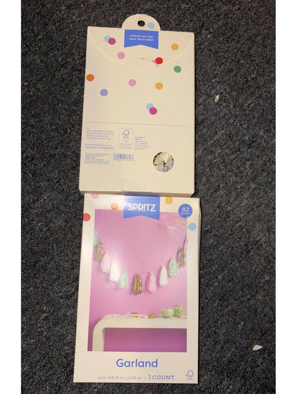 2 SPRITZ Garland 82 in L in Pastel White, Pink And green